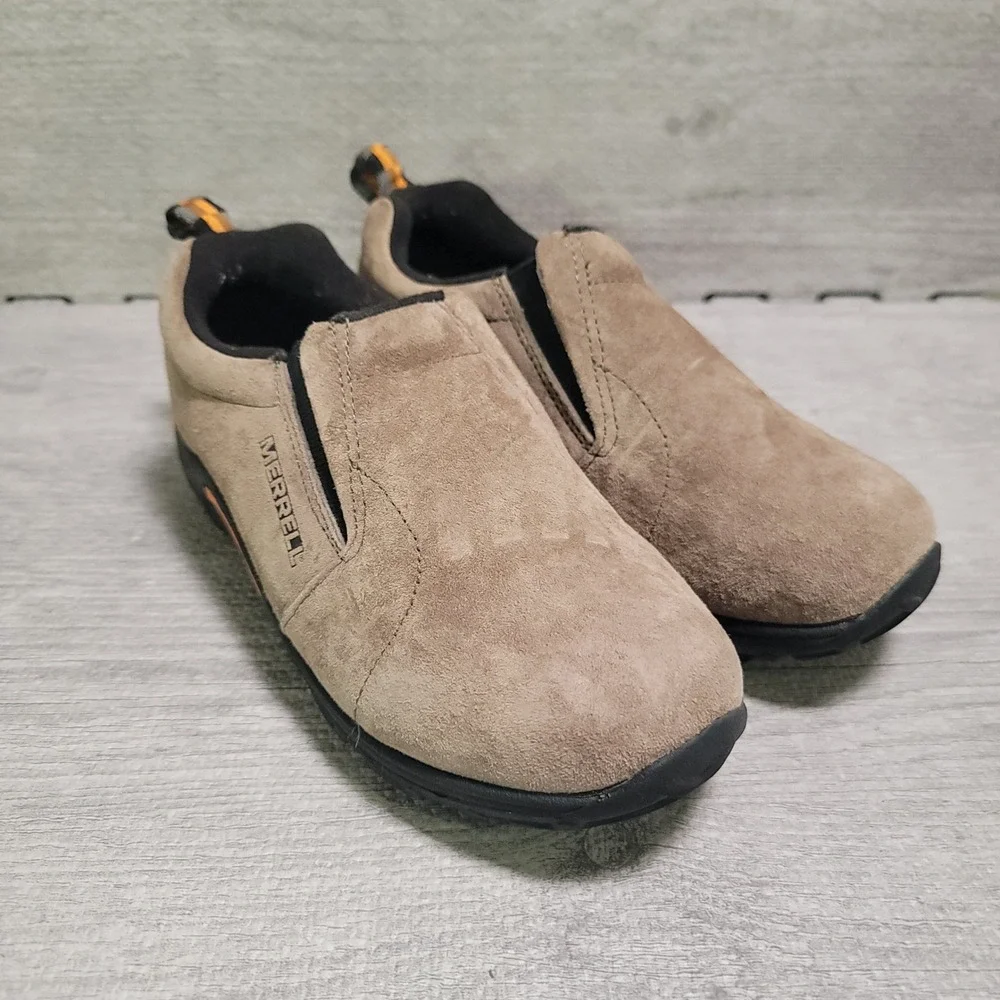 Merrell Jungle Moc Kids Shoes Size 3.5M Taupe Suede Leather Slip On Hiking